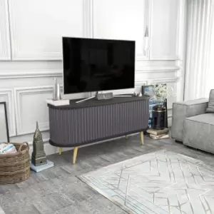 Image of Decorotika - Stor 140 Cm Modern tv Unit, tv Cabinet, tv Console, tv Stand With 2 Cabinets, Sliding Doors - Black And Anthracite