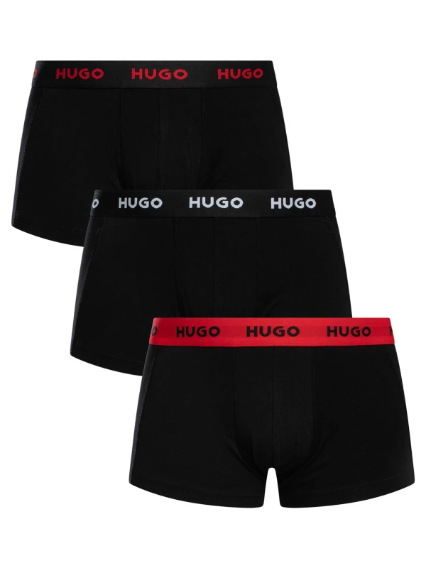 Image of HUGO 3 Pack Trunks Black (Red/Black) XXL