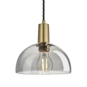 image of Industville Sleek 8" Tinted Glass Dome Pendant / Smoke Grey Tinted Glass and Pewter Holder