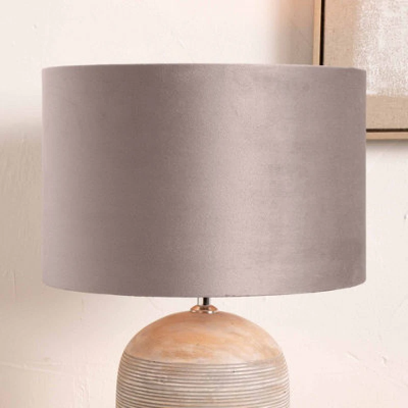 Image of Pacific Lifestyle 25Cm Taupe Velvet Cylinder Table Lampshade