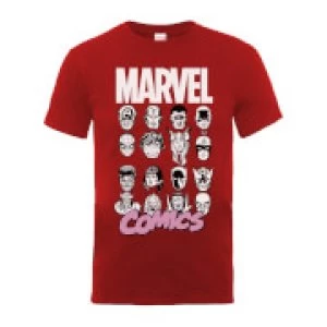 image of Marvel Comics Multi-Faces Mens Red T-Shirt - L - Red