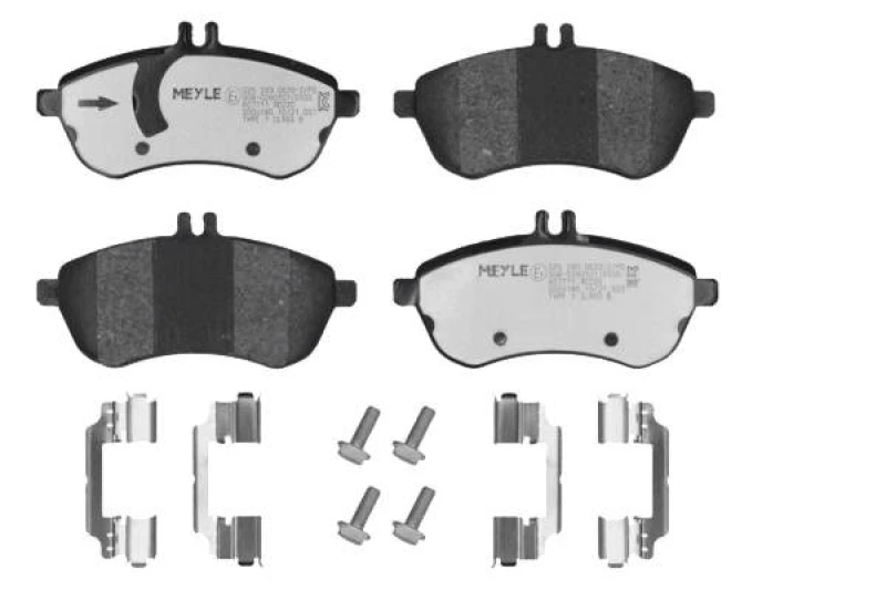 Image of MEYLE 025 243 0620-2/PD Brake pad set Front Axle, prepared for wear warning indicator, with accessories, MEYLE-PD Quality, with anti-squeak plate Bra