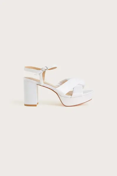 image of Satin Knot Platform Heeled Sandals