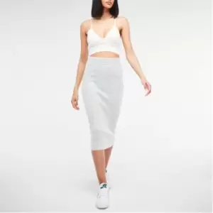 Missguided Rib Knit Midaxi Skirt - Grey