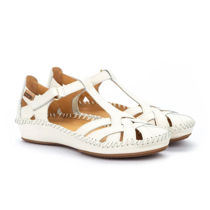 Image of Pikolinos Puerto Vallarta 655 Leather Womens Hook and loop Sandals - Nata - Size:UK 5-5.5