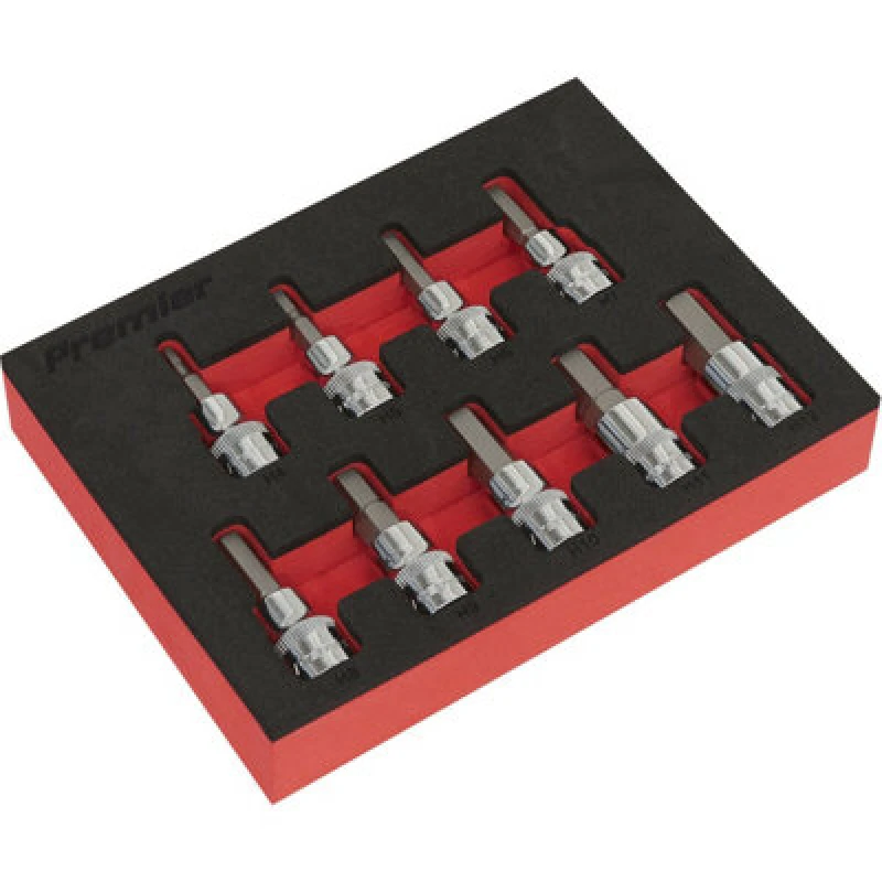Image of Loops 9pc Hex Socket Bit Set 3/8" Square Drive 4mm to 12mm - Short Key Shaft S2 Steel Metallics