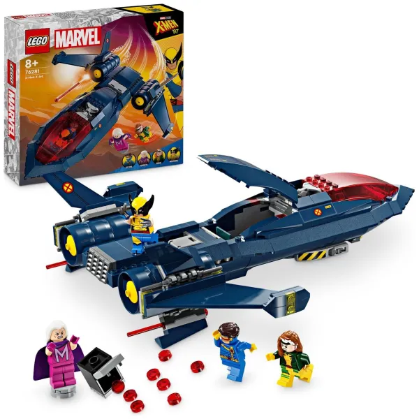 image of LEGO Marvel X-Men X-Jet Buildable Toy Plane Model Set 76281