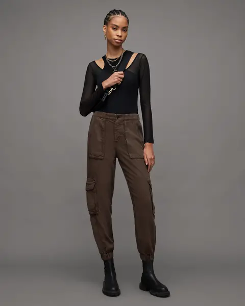 image of AllSaints Frieda High-Rise Tencel Cargo Trousers