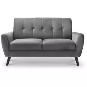 image of 2 Seater Sofa Dark Grey Velvet Fabric Upholstered - Orpha