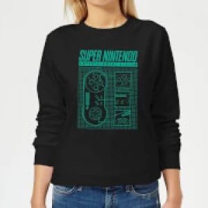 image of Nintendo Super Nintendo Entertainment System Womens Sweatshirt - Black