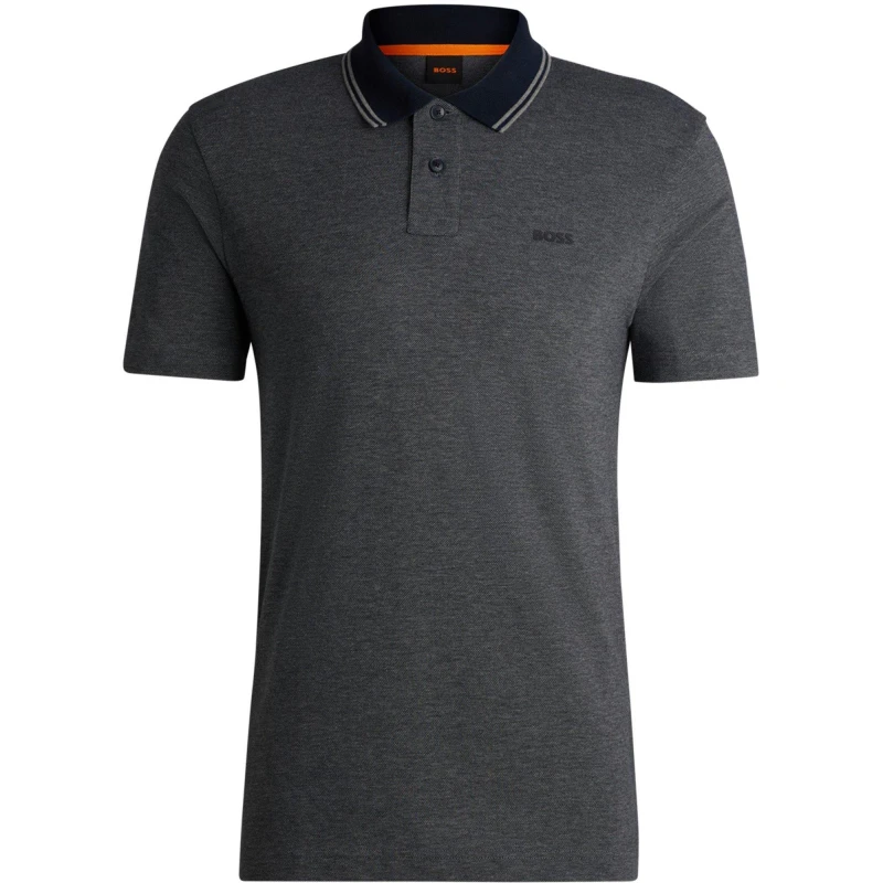 Image of Boss Mens Peoxfordnew Short-Sleeve Polo Shirt Short Sleeve Polos S Blue 52998618350