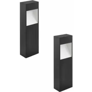 Image of 2 pack IP44 Outdoor Pedestal Light Anthracite & White Square Post 10W led
