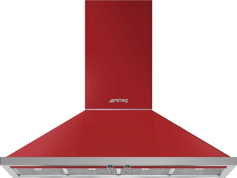 Image of Smeg Portofino KPF12RD 120cm Chimney Cooker Hood - Red, Red