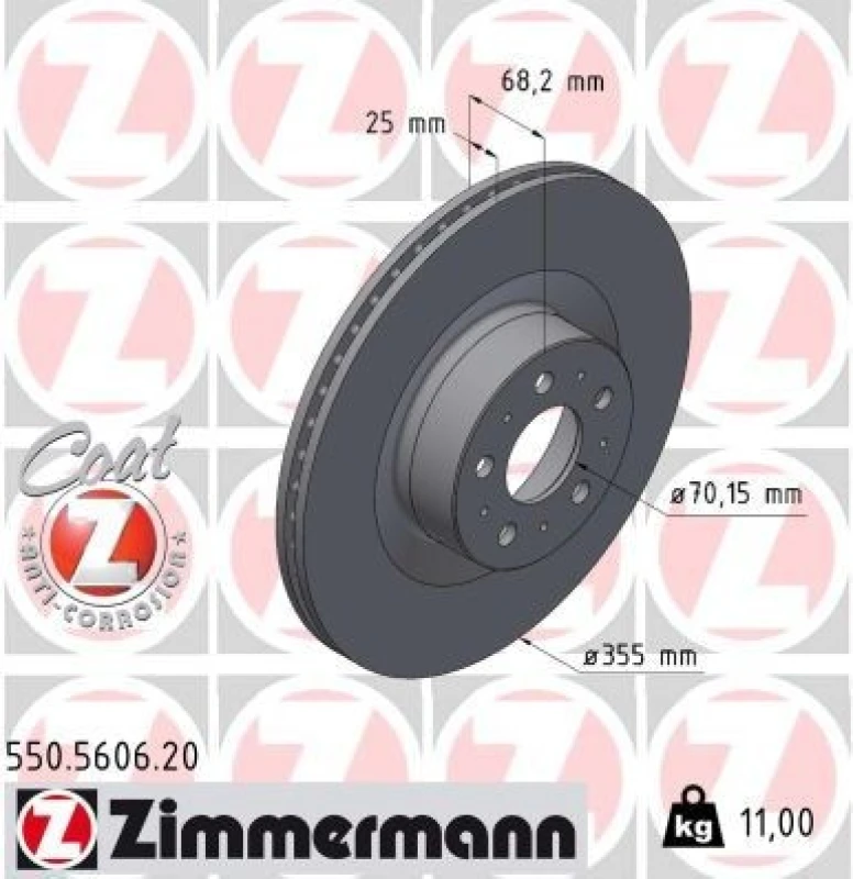 Image of ZIMMERMANN Brake disc ZIMMERMANN 550.5606.20