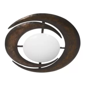Image of Ceiling And Wall Decorative Flush Ceiling Light Brown Stained Glass Matt