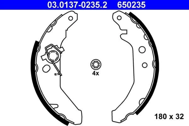 Image of ATE 03.0137-0235.2 Brake Shoes Brake Shoe Set (70)