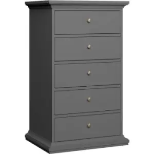 Paris Chest 5 Drawers in Matt Grey