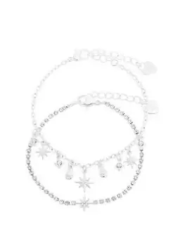 image of Lipsy Silver Celestial Charm Bracelet, Silver, Women