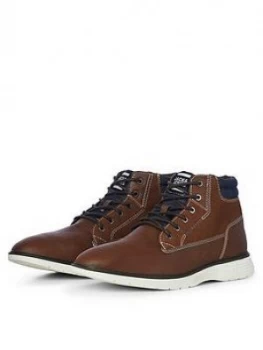 Image of Jack & Jones Duston Faux Leather Lace Up Boots, Cognac, Size 9, Men