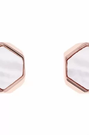 Ladies Karen Millen Rose Gold Plated Polyhedra Stone Stud Earrings KMJ1023-24-46