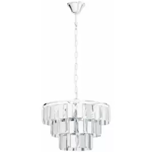 image of Loops - Pendant Ceiling Light Colour Chrome Shade Clear Crystal Bulb E14 5x40W