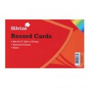 Image of Silvine Record Cards 203x127mm Ruled Assorted Colours