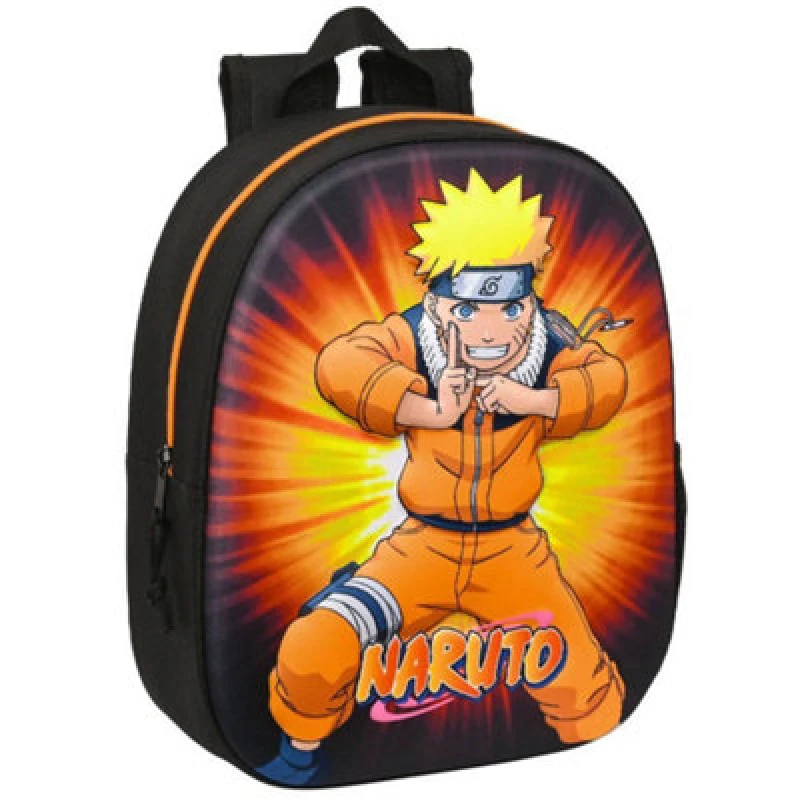 Image of Naruto Logo Polyester Backpack Black/orange (One Size)