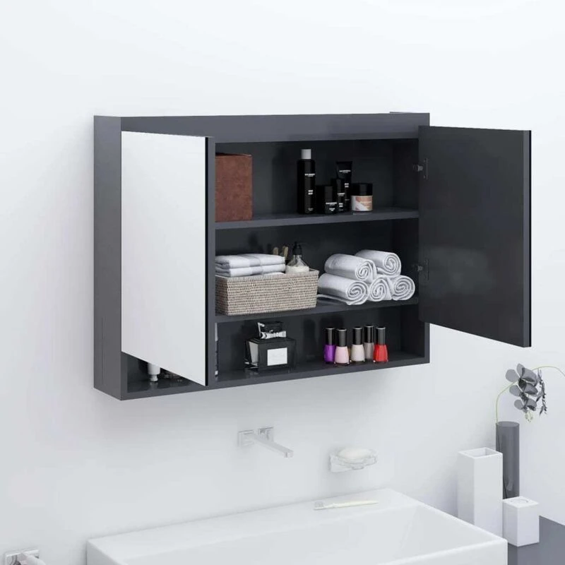 Image of VIDAXL Bathroom Mirror Cabinet 80x15x60cm mdf Grey Vidaxl 8720286391600