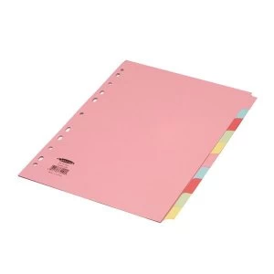 image of Concord A4 Subject Dividers 10 Part Multipunched 160gsm Assorted Colours Pack of 25