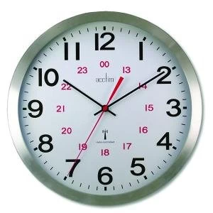 image of Acctim Century 24 Hour Radio Controlled Clock Aluminium 74457