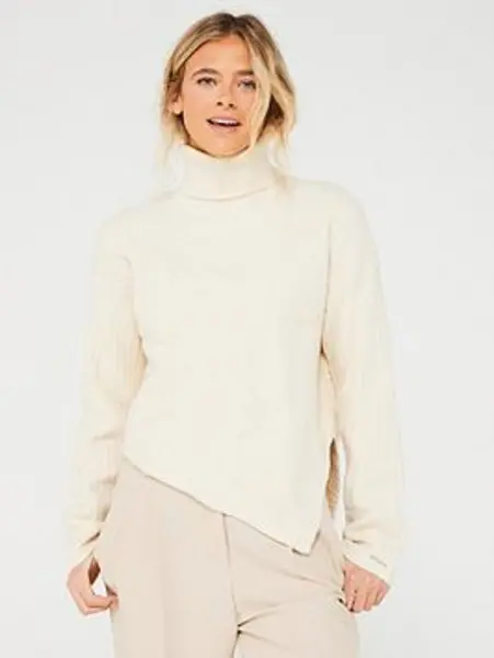 Image of Calvin Klein ASYMETRIC MODERN CABLE SWEATER - Size 14