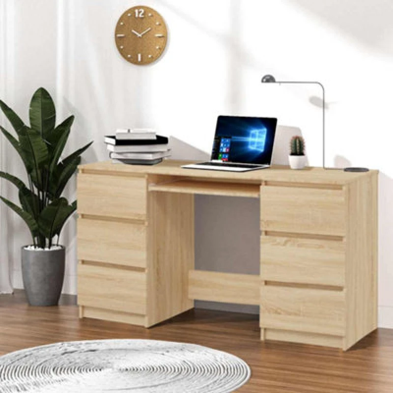 Image of vidaXL Writing Desk Sonoma Oak Engineered Wood Study Table Laptop Workstation