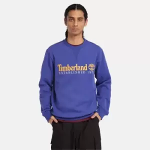 Timberland Est. 1973 Logo Crew Sweatshirt For Men In Purple Blue, Size S