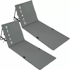 image of Tectake 2 Beach Mats With Backrest Grey