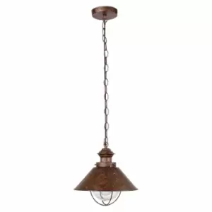 image of Nautica 1 Light Large Outdoor Ceiling Pendant Light Clear, Rust Brown, E27