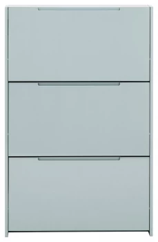 Image of Narrow High Gloss 3 Tier Shoe Cabinet - Grey