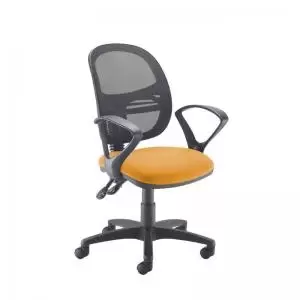 image of Jota Mesh medium back operators chair with fixed arms - Solano Yellow