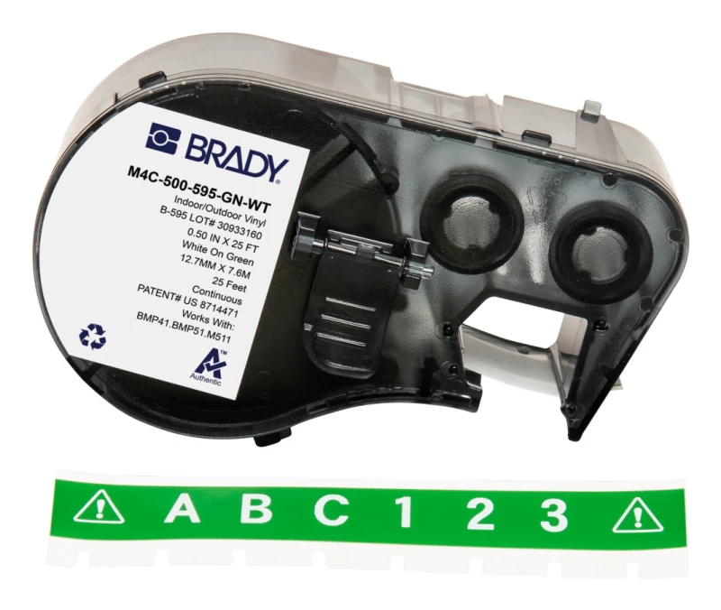 Image of Brady M4C-500-595-GN-WT printer label Green. White Self-adhesive print