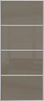 Image of Wickes Sliding Wardrobe Door Silver Framed Four Panel Cappuccino Glass - 2220 x 610mm