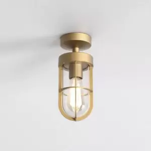 Image of Cabin Semi Flush Coastal Outdoor Ceiling Light Brass IP44, E27