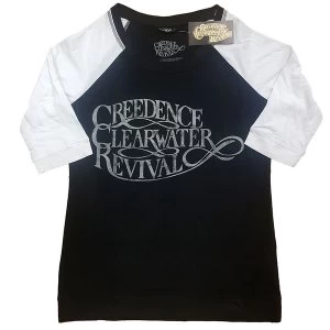 Image of Creedence Clearwater Revival - Vintage Logo Ladies Large T-Shirt - Black,White
