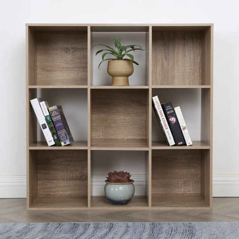 Image of Home Garden Direct Jane - 3x3 Bookcase - Cube storage boxes (Oak) in Light Oak Size: 1 Pack Light Oak Unisex 1 Pack