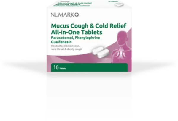 image of Numark Mucus Cough & Cold Relief All-in-One 16 Tablets