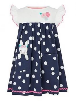 Image of Monsoon Baby Girls S.E.W Spot Bunny Dress - Blue