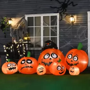 Image of HOMCOM 1.2m Pumpkin Cat Halloween Inflatable Decoration w/ Lights Flashing Eyes