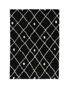 Image of Melrose Textiles Homemaker Black Snug Nomadic Shaggy 120x170cm Rug
