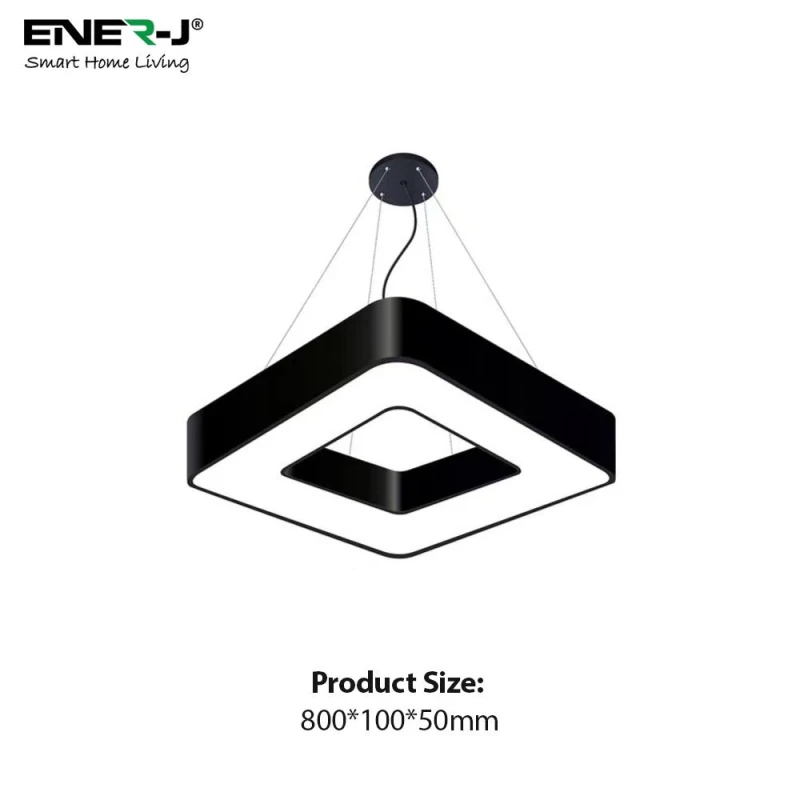 Image of ENER-J 40W Hollow Square Pendant Light Size Side length 80 cms Lampshade in Black Unisex