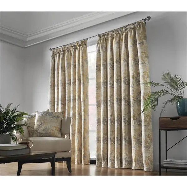 Image of Other Fiji Multi Yarn Fully Lined Pencil Pleat Curtains - Yellow One Size