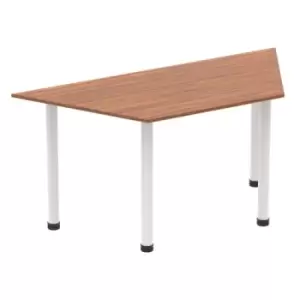 Image of Impulse 1600mm Trapezium Walnut Top White Post Leg