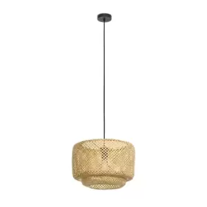 image of Eglo Woven Wood Pendant Light